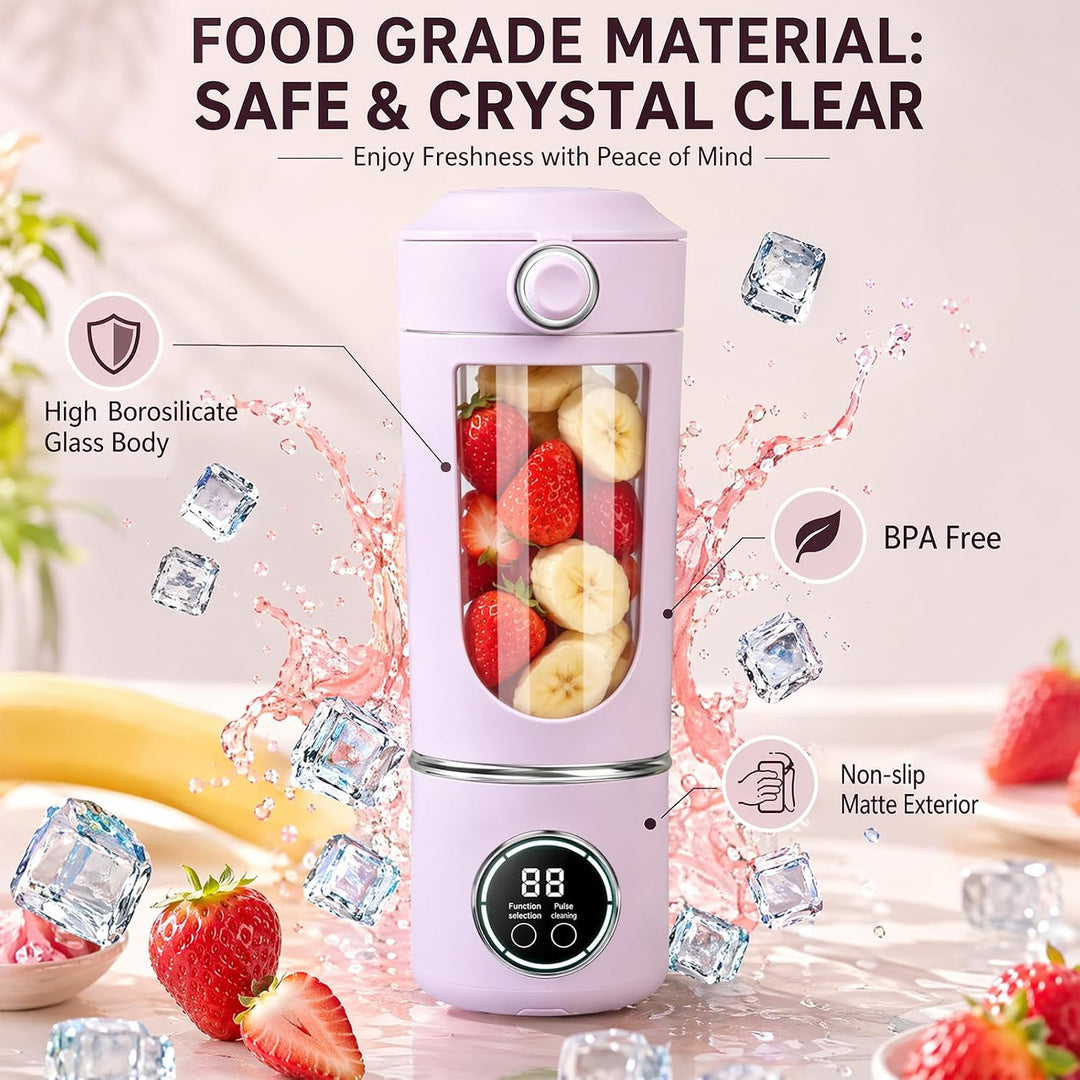 700 ml Tragbarer Mixer, Wiederaufladbarer Kleiner Entsafter, Smoothie Maker mit 12 Rostfreien Klinge