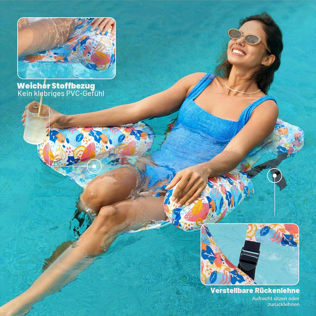SLOOSH Aufblasbare Wasser Pool Luftmatratze für Erwachsene, 2er schwimmende Pool-Flösse, Aufblasbare