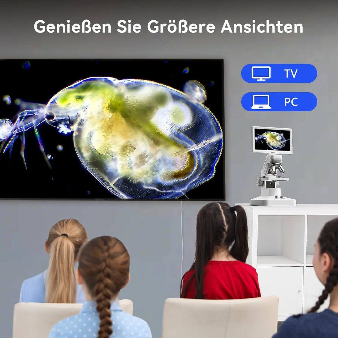 TOMLOV DM301 Pro Biologisches Mikroskop 1200X: 7" Digital Mikroskop mit HDMI-Ausgang für Erwachsene