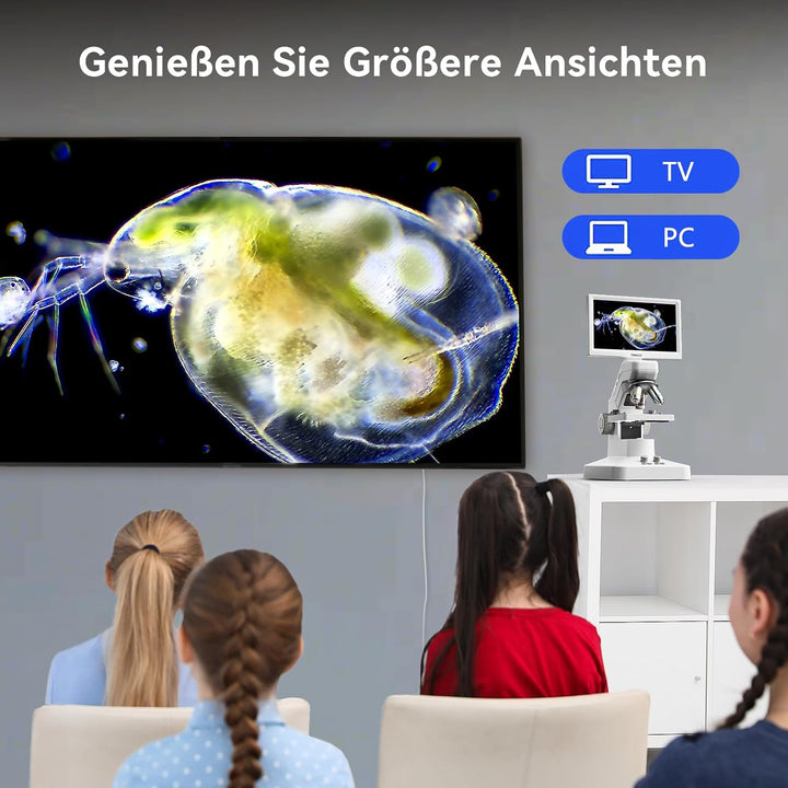 TOMLOV DM301 Pro Biologisches Mikroskop 1200X: 7" Digital Mikroskop mit HDMI-Ausgang für Erwachsene
