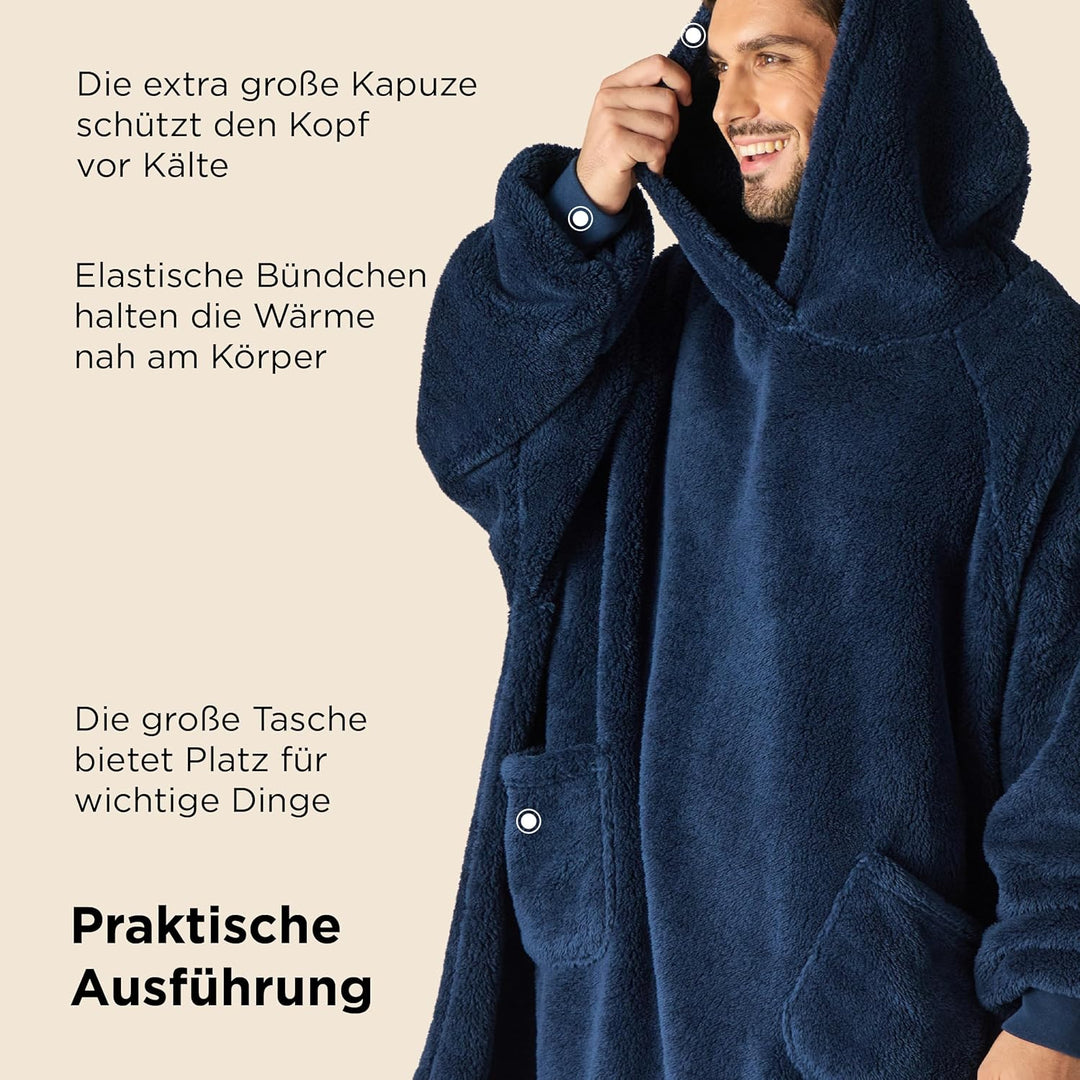 BEDSURE Hoodie Decke mit Ärmeln Deckenpullover - Tragbare Decke zum Anziehen Erwachsene XXL, Übergro