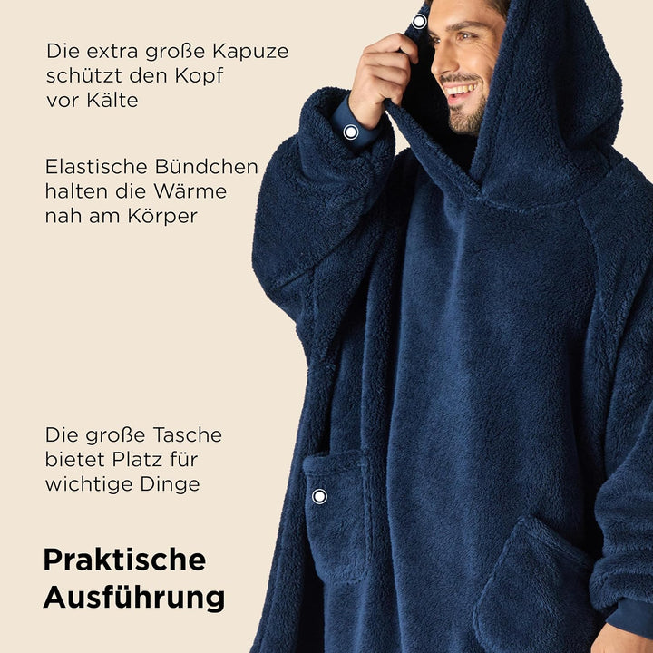 BEDSURE Hoodie Decke mit Ärmeln Deckenpullover - Tragbare Decke zum Anziehen Erwachsene XXL, Übergro