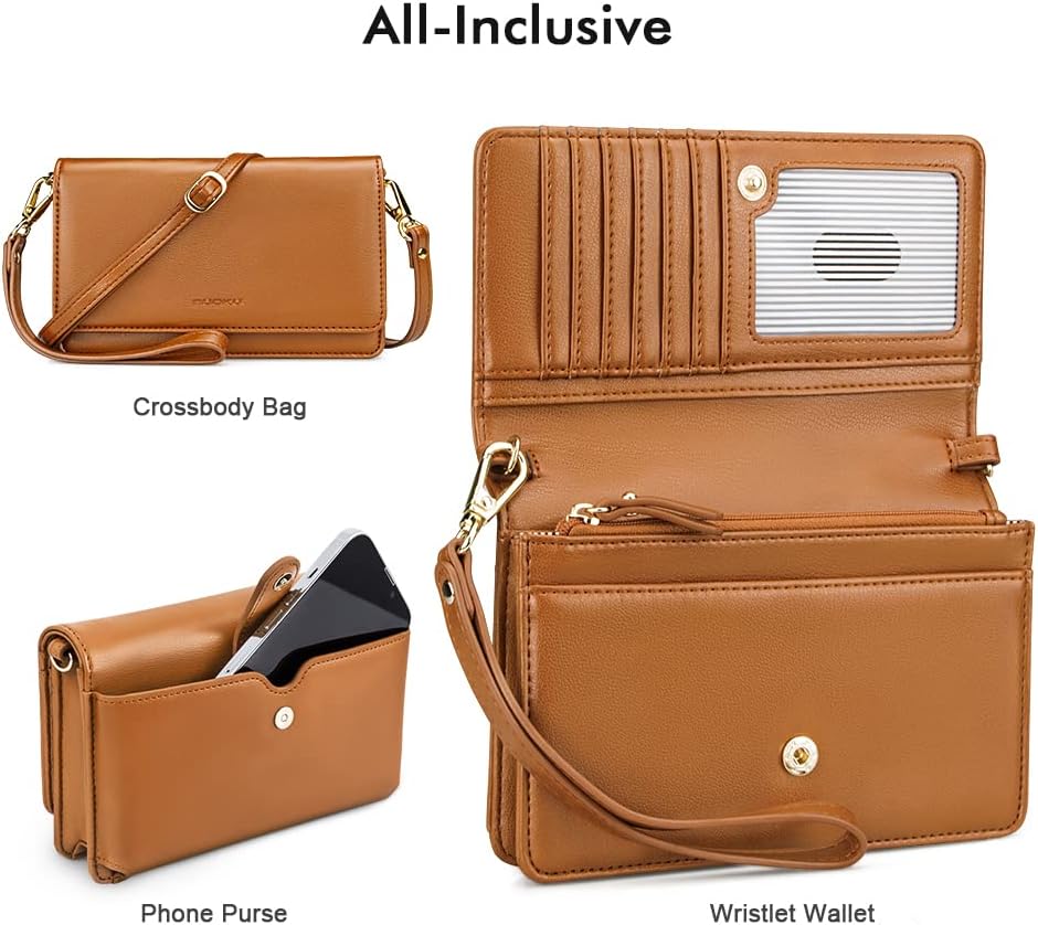 nuoku Kleine Umhängetasche für Frauen, Handytasche zum Umhängen, RFID-Kartenhalter, Geldbörse und Ha