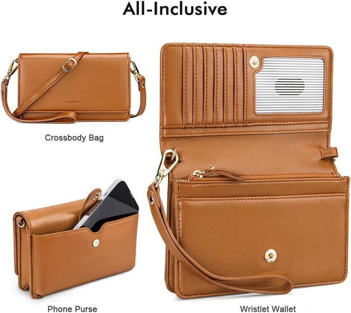 nuoku Kleine Umhängetasche für Frauen, Handytasche zum Umhängen, RFID-Kartenhalter, Geldbörse und Ha