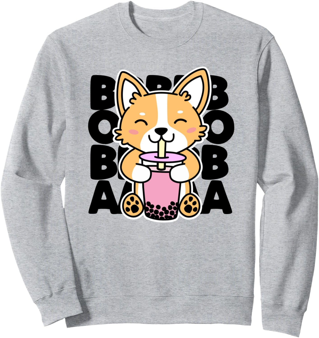 süsser Hund trinkt Tee Sweatshirt