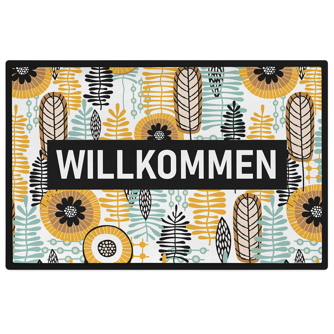 Trendation - Willkommen Fussmatte Grafik Schmutzfangmatte Geschenk Aussen Innenbereich 60x40 cm Wasc