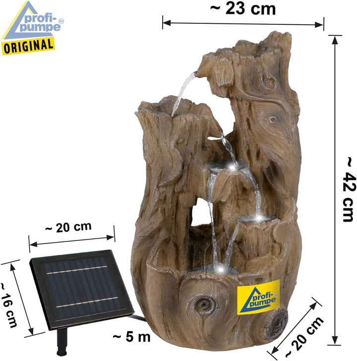 Solar Gartenbrunnen Brunnen Solarbrunnen Zierbrunnen Wasserfall Gartenleuchte Teichpumpe Basalt-Kask