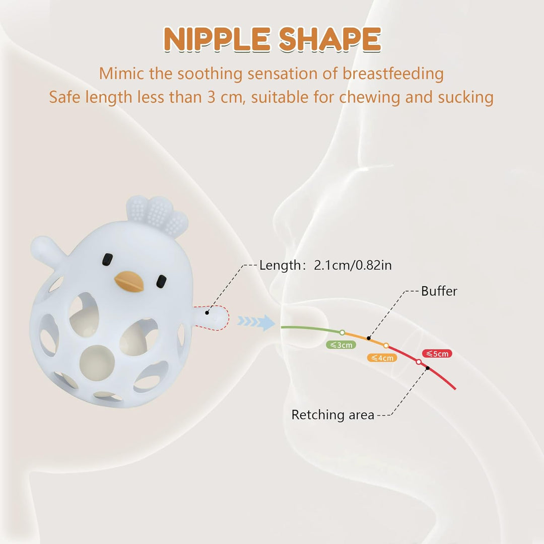 MCGMITT Baby Greifball Beissring aus BPA-freiem Silikon – Hühnchen-Rasselspielzeug Sensorik Motorik