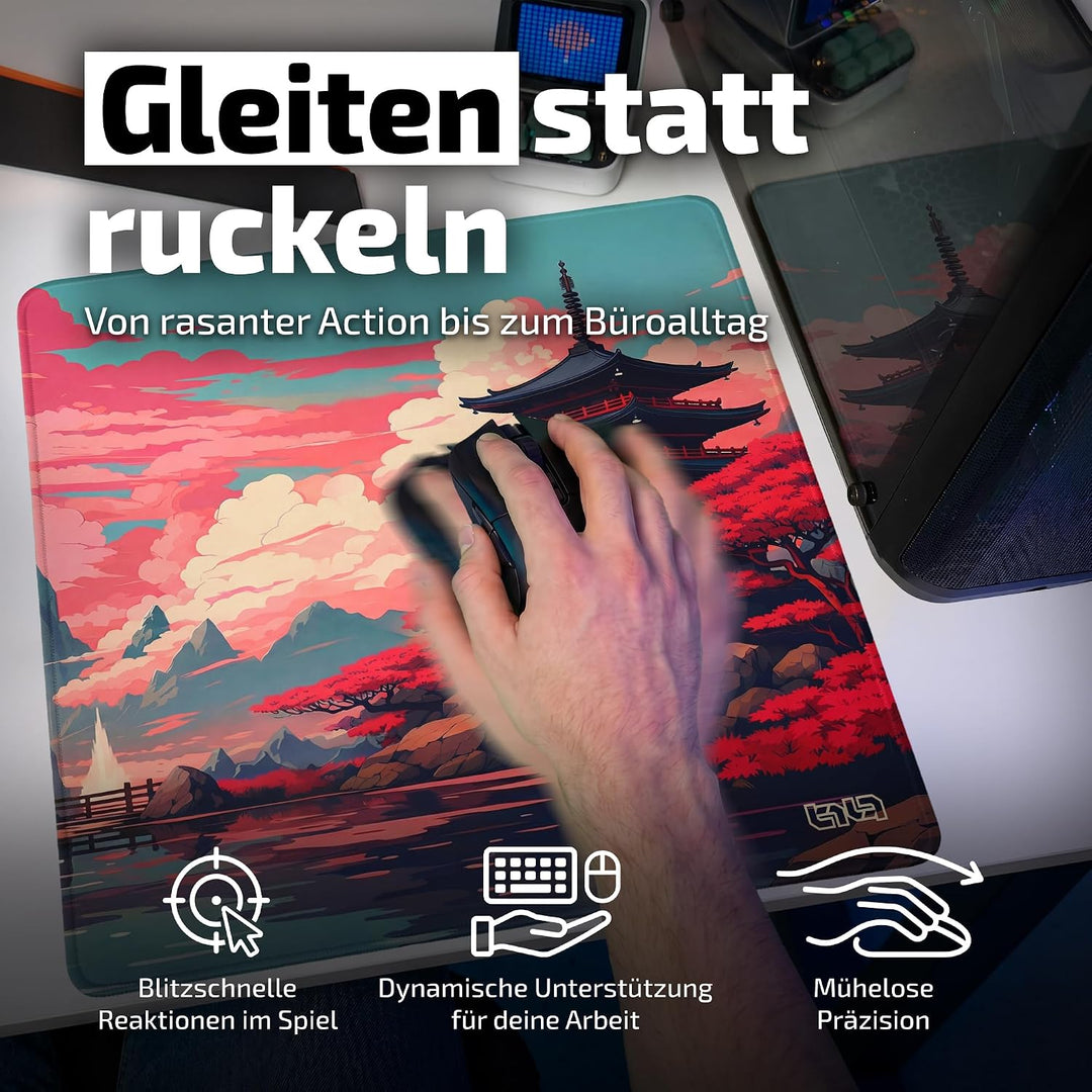 Tilt Gaming Mauspad 500x500 mm - 4 mm rutschfeste Schreibtischunterlage - Speed-Oberfläche &amp; HD-Druc