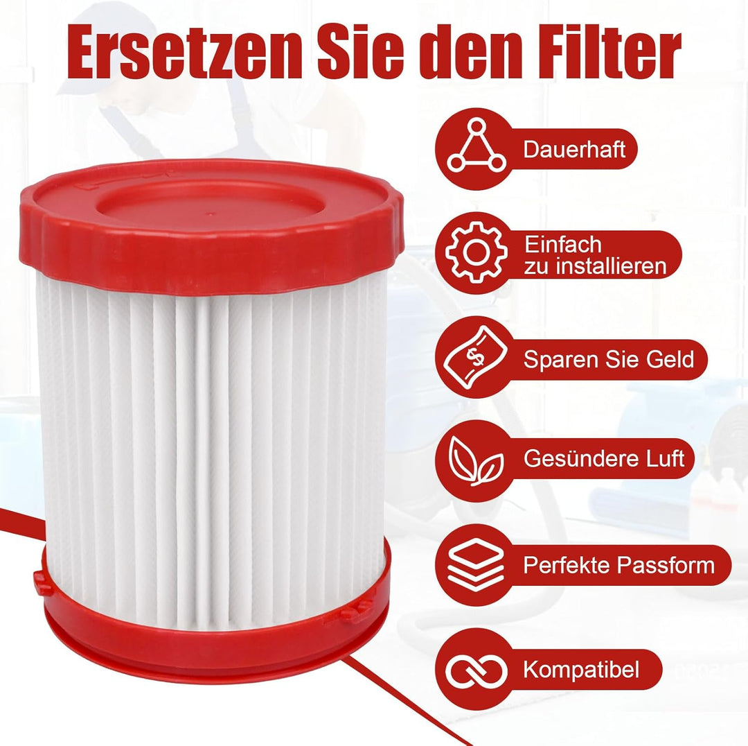 SuQurtom 2 Stück HEPA-Filter Ersatzfilter für Bosch 18V Nass-/Trockensauger (GAS18V-3/GAS18V-10L), V