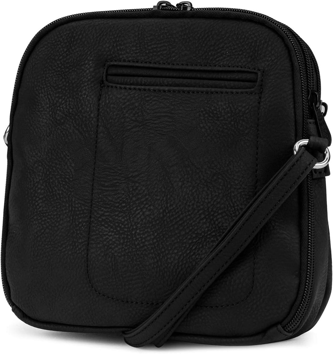 MultiSac Damen North South Mini Zip Around Crossbody Bag Schultertasche Schwarz, Schwarz