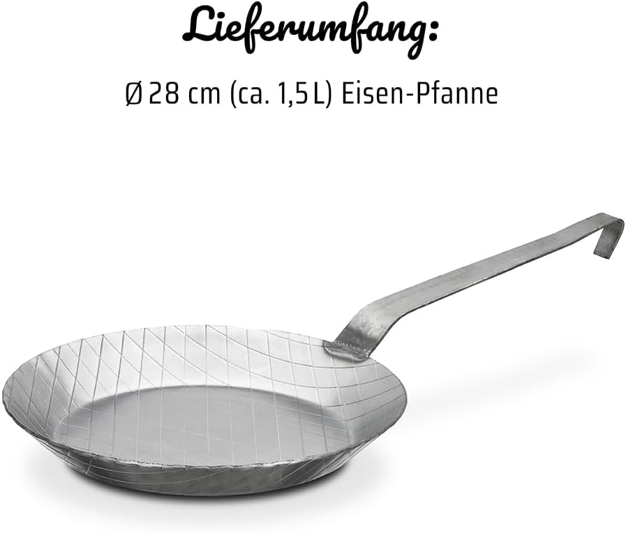 GSW 860567 Gastro Traditionell, Eisen geschmiedete Brat-Pfanne - ⌀28 cm, Grau, 28 cm