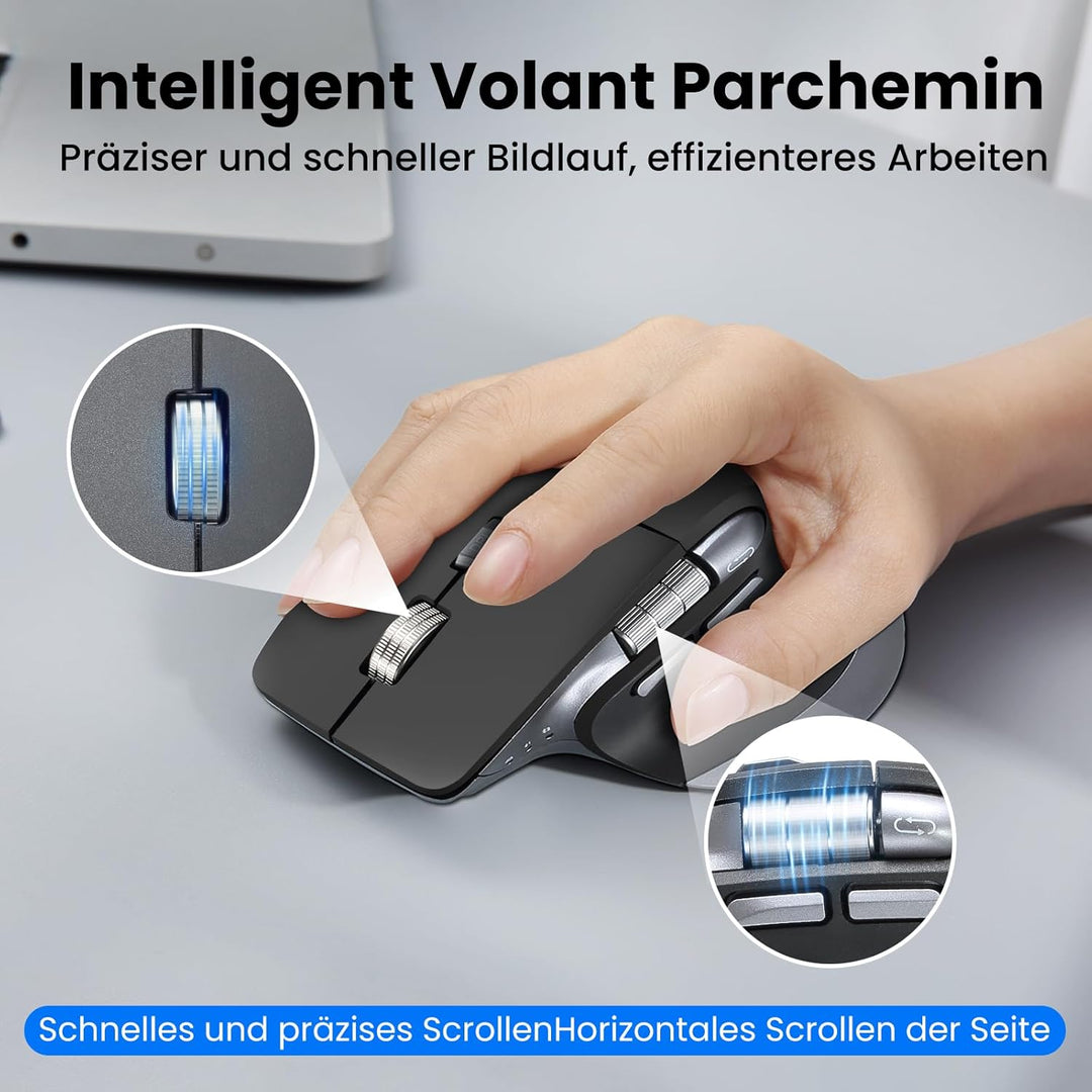 CITLLA M9100 Kabellose Tastatur Maus- Wiederaufladbare Ergonomische Tastatur mit Hintergrundbeleucht