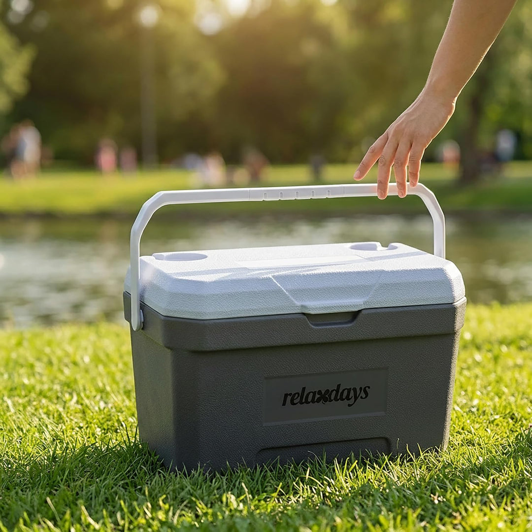 Relaxdays Kühlbox, 15 l, mit Kühlakku & Griff, Camping, Picknick, ohne Strom, HBT 30 x 46 x 30 cm, I