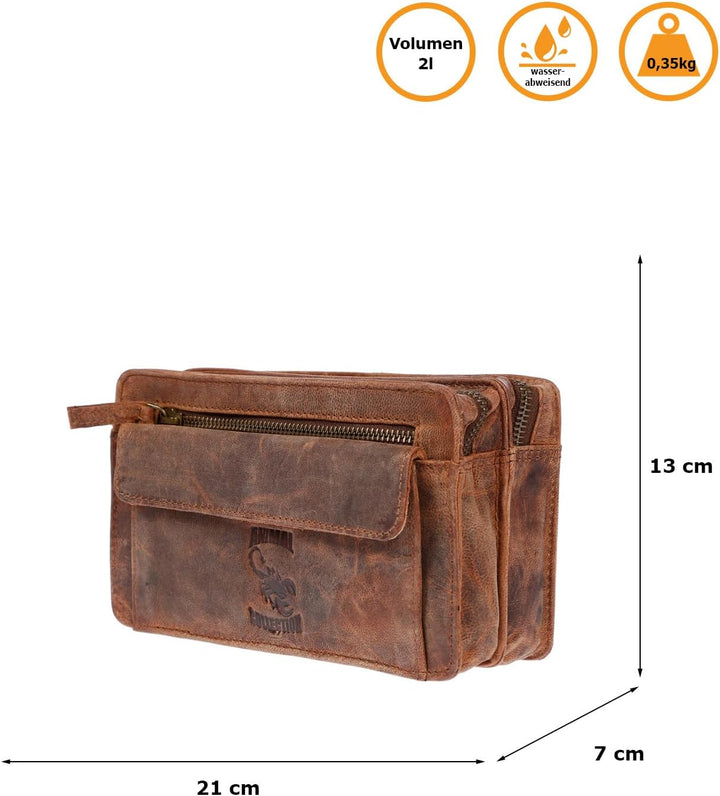 Christian Wippermann Herren echt Leder Handgelenktasche Herrenhandtasche Dokumententasche Tasche Dop