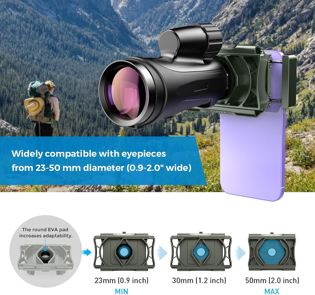 APEXEL Aktualisierung Universal Handy Adapter mit Fernauslöser,360°Drehung Kompatibel mit Fernglas B