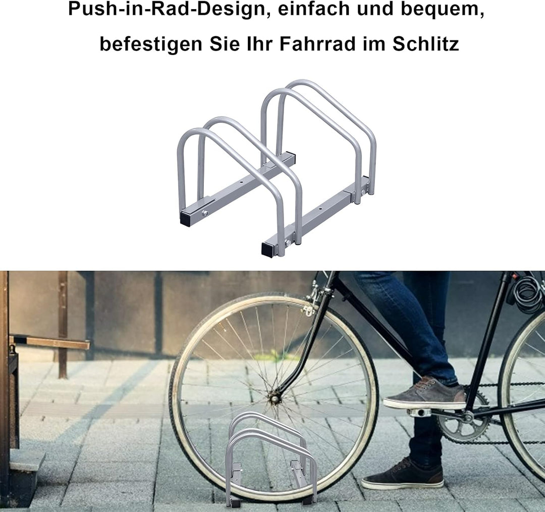 Ikodm 2 x 2er Fahrradständer im Set, Mehrfachständer für 2 Fahrräder 35-55 mm Reifenbreite Aufstells