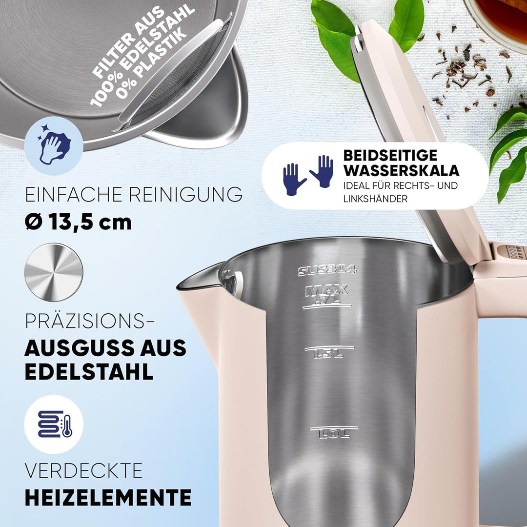 Stillstern Wasserkocher mit Temperatureinstellung [1,7L | 40-55-70-85-100°C], 12 Std. Warmhalten, Pr