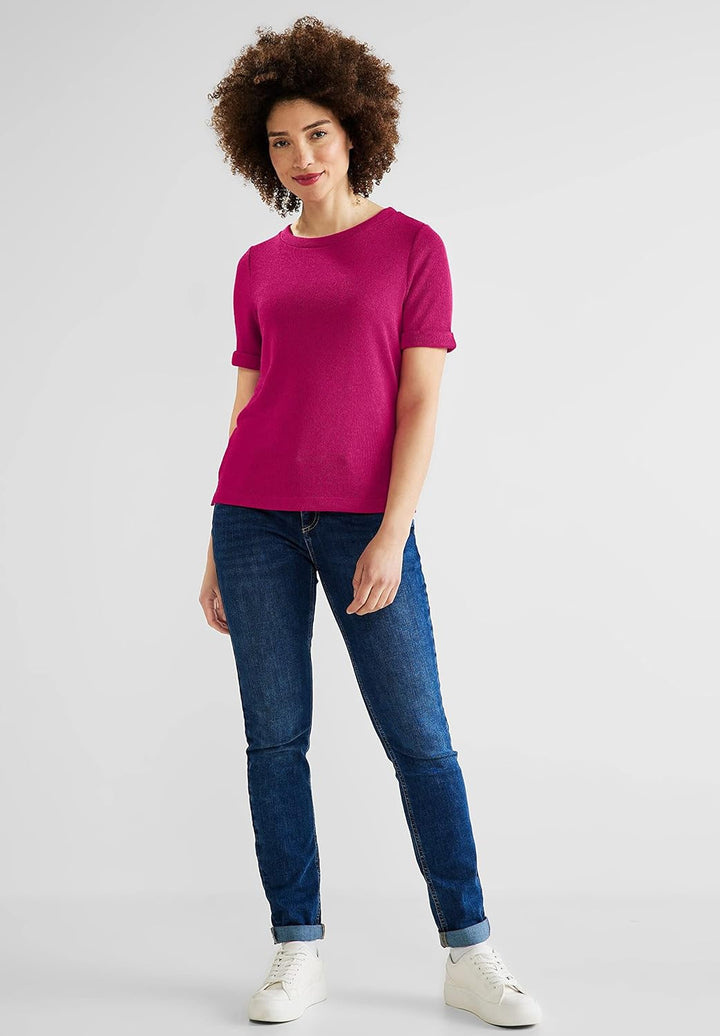 Damen Strukturmix T-Shirt 38 Nu Pink, 38 Nu Pink