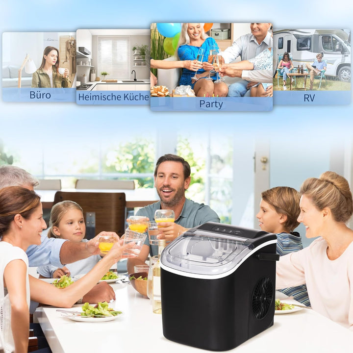 HOMCOM Eiswürfelmaschine 12 kg/24h 1,2 L Eiswürfelbereiter mit 1,3 L Wassetank Display Ice Cube Make