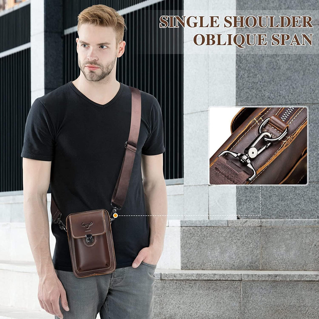 BAIGIO Handytasche Leder Vintage Gürteltasche Herren Hüfttasche Klein Schultertasche Umhängetasche R