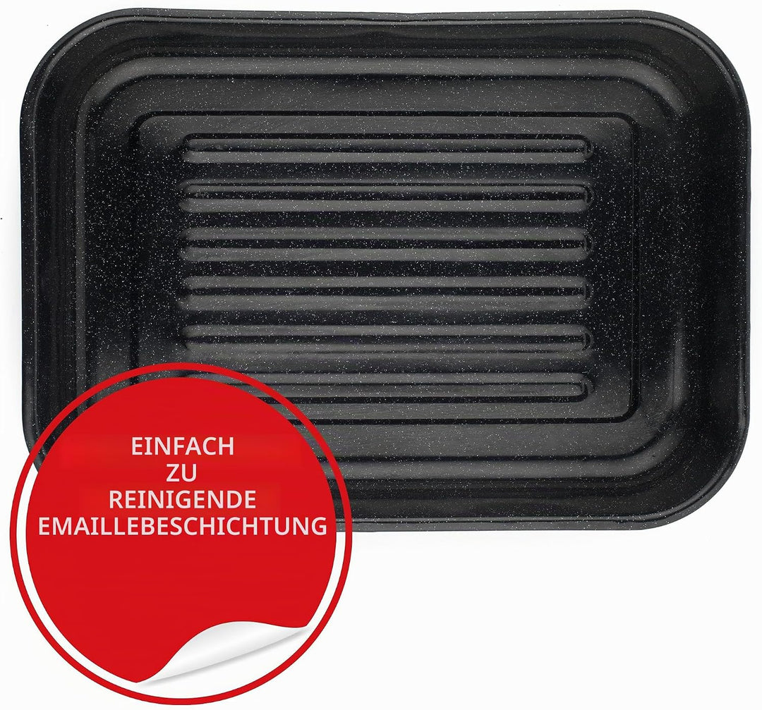 Russell Hobbs CW11431 42cm Glaskörpe Emaille tiefer Bräter, Spülmaschinenfest Ofenbackform, Kohlenst