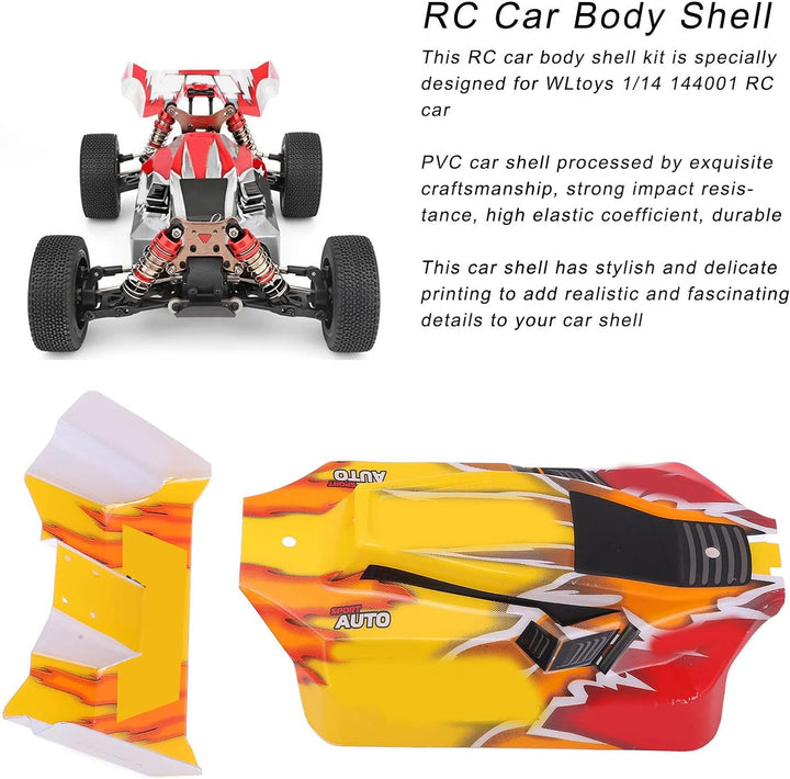 Dilwe RC Car Body Shell, PVC-Fernbedienung Car Shell Upgrade-Teile für WLtoys 144001 144010 1/14 RC