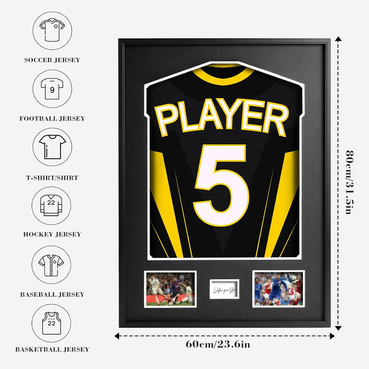 Trikotrahmen 60 x 80cm Rahmen für Fussball Trikotm 3D Box Frame Aluminium und Acrylglas Trikot Einra