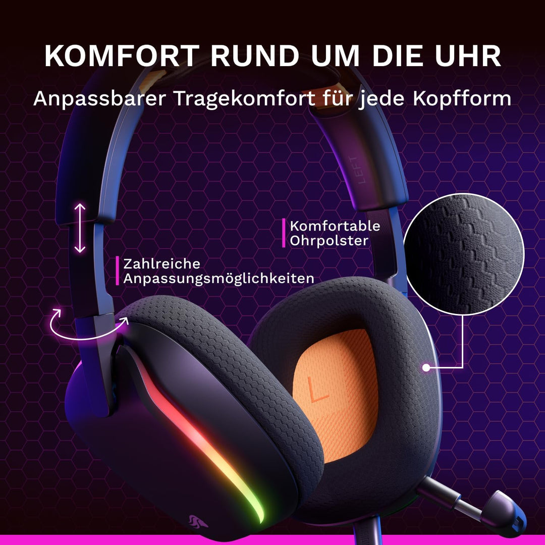 GLORIOUS GHS Eternal RGB – Stereo-RGB-Gaming-Headset für PC, PS5, PS4, Switch – speziell abgestimmte