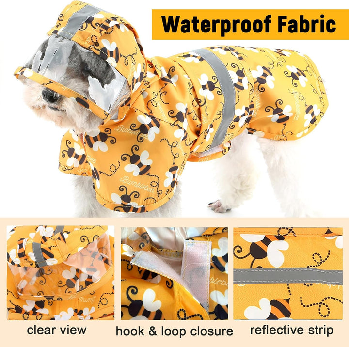 Zunea Wasserdichter Regenmantel mit Kapuze für kleine Hunde Reflektierende Welpen Regenjacke mit Lei