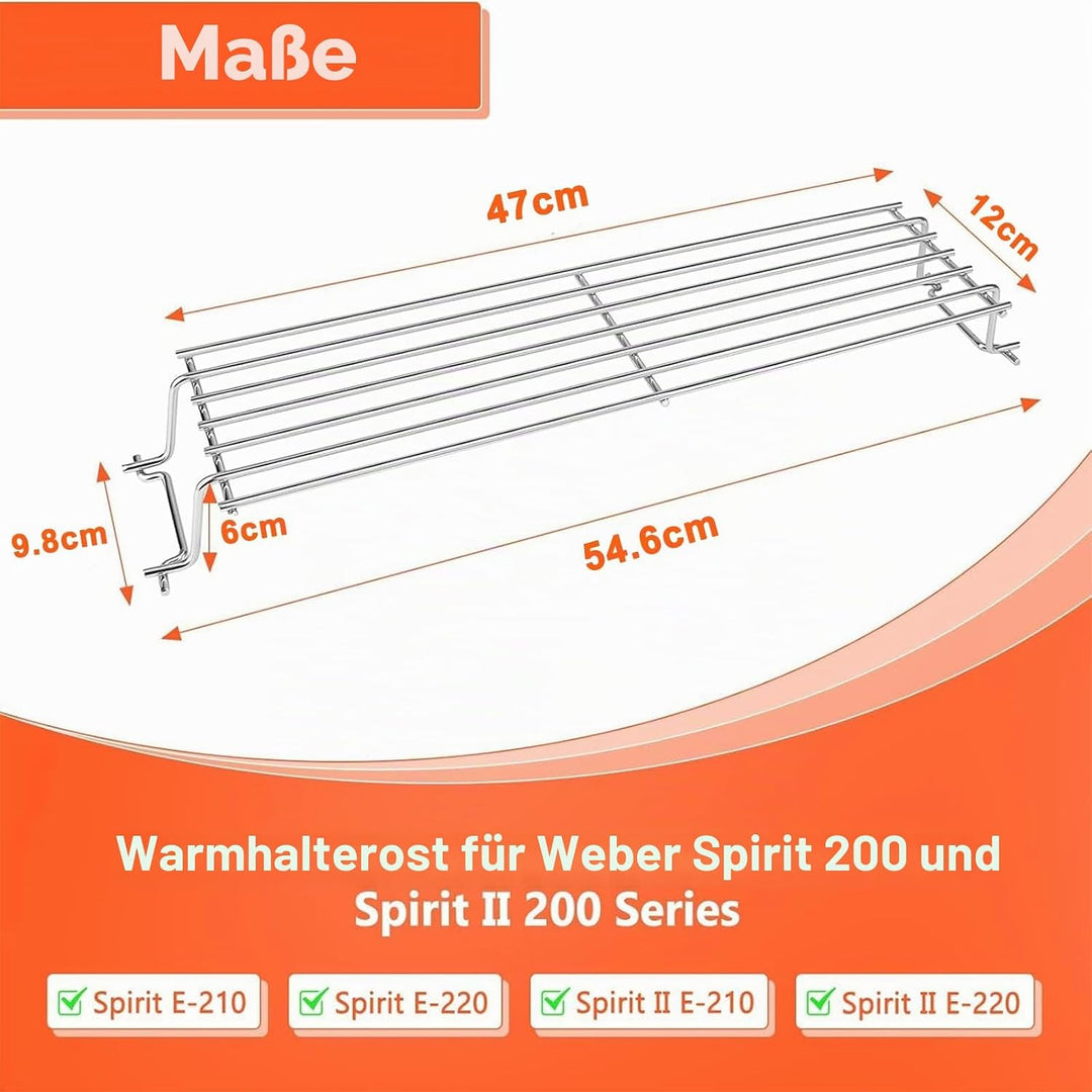 GFTIME 47CM 69866 Edelstahl Grill-Warmhalterost für Weber Spirit E210 E220 und Spirit S210 S220 (mit