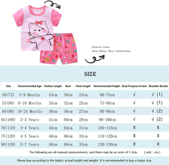 Baby Mädchen 3er Set Kurzarm Shorts T-Shirts Halbarm,6er Pack （Mit/Ohne Schulterschnalle） 18-24 Mona