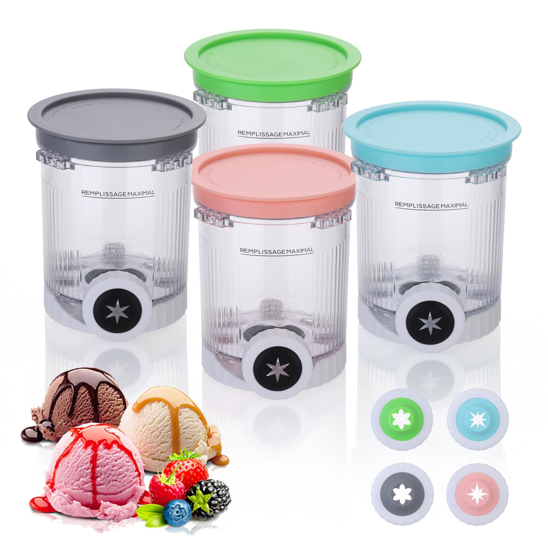 4 Stück Behälter für Ninja Creami Swirl 480 ml, Ersatzbecher für Ninja Swirl Creami NC700 & NC701 Se
