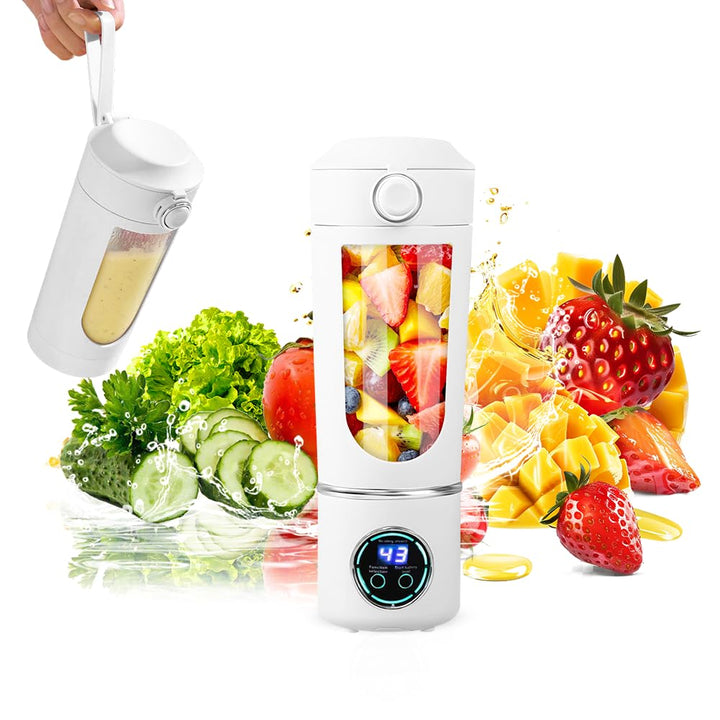 Tragbarer Mixer, 700 ml Kleiner Entsafter, Wiederaufladbarer Smoothie Maker, mit 12 Rostfreien Kling