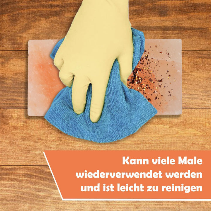 Fiqops 4x Salzstein zum Grillen L, 20x10x2,5cm Salz Grillsteine, Wiederverwendbar Salzgrillstein, Or