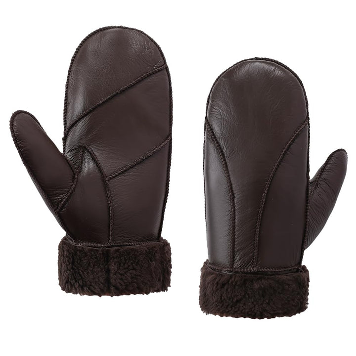 MGGMOKAY Damen Fäustlinge für Winter Damen Lammfell Shearling Fäustlinge Winter Lederhandschuh S Bra