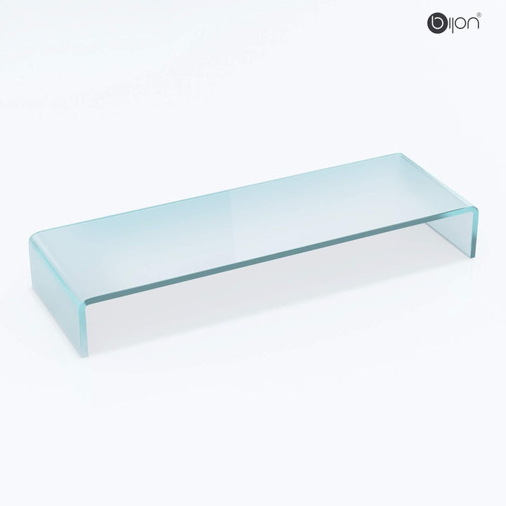 bijon TV Aufsatz Glas Bildschirm-Erhöhung | PC Monitor-Erhöhung, Schreibtisch-Aufsatz für Laptop | (