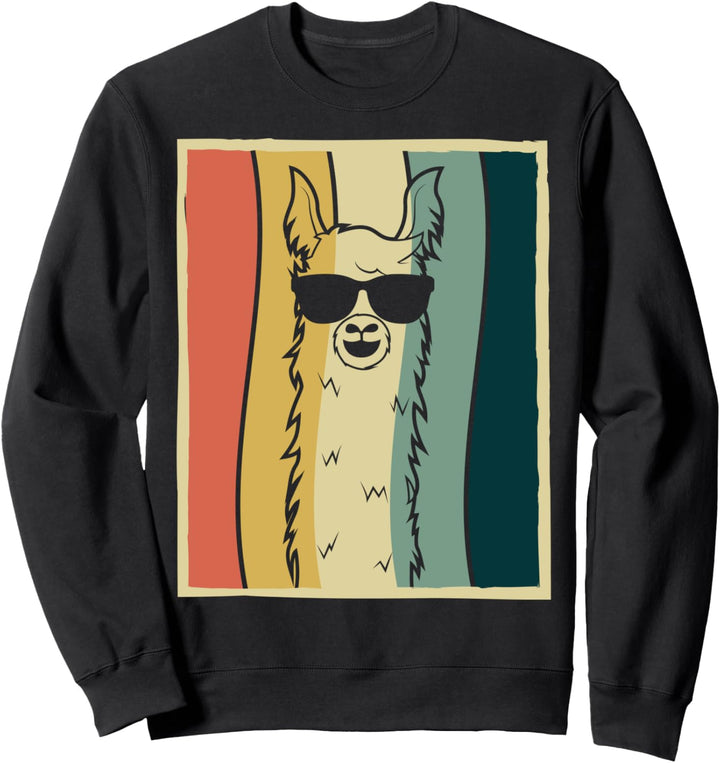 Retro Lama Vintage Alpaka Mit Sonnenbrille Sweatshirt