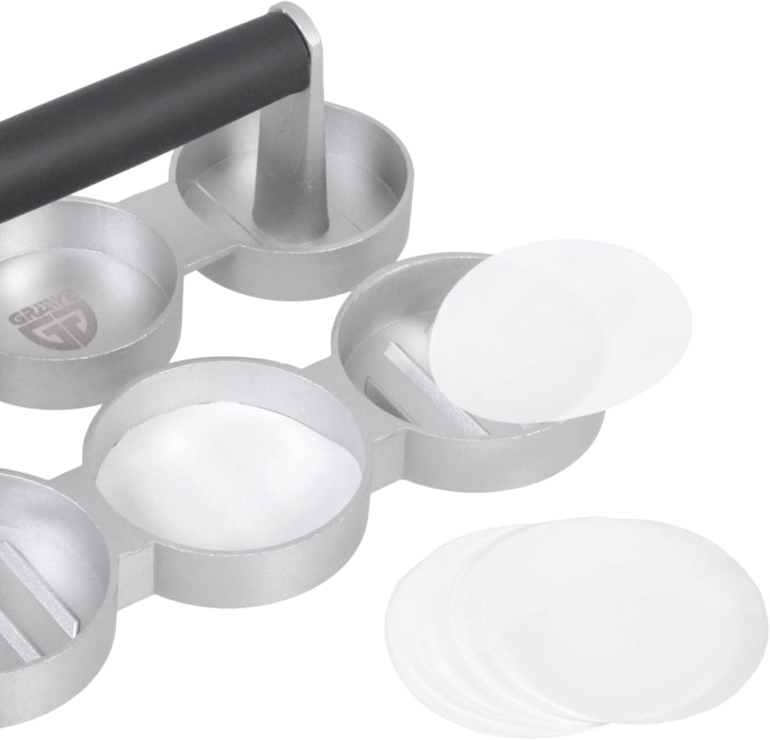 GRÄWE Backpapier für Burgerpresse, 500 Stück für 3er Party-Hamburgerpresse, Burgerpapier, Papier für