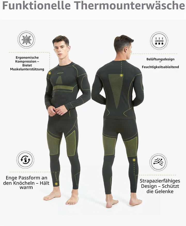 NOOYME Thermounterwäsche Herren Atmungsaktiv Thermoaktiv Funktionswäsche Herren Funktionsunterwäsche