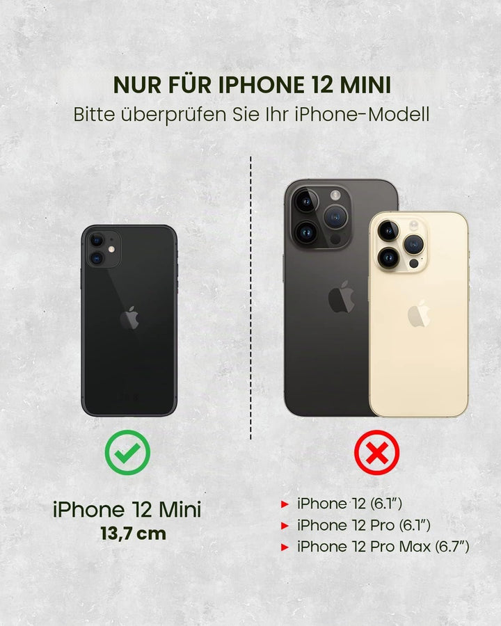 Porter Riley - Lederhülle für iPhone 12 Mini (5.4"). Premium Echtleder Standhülle/Cover/Brieftasche