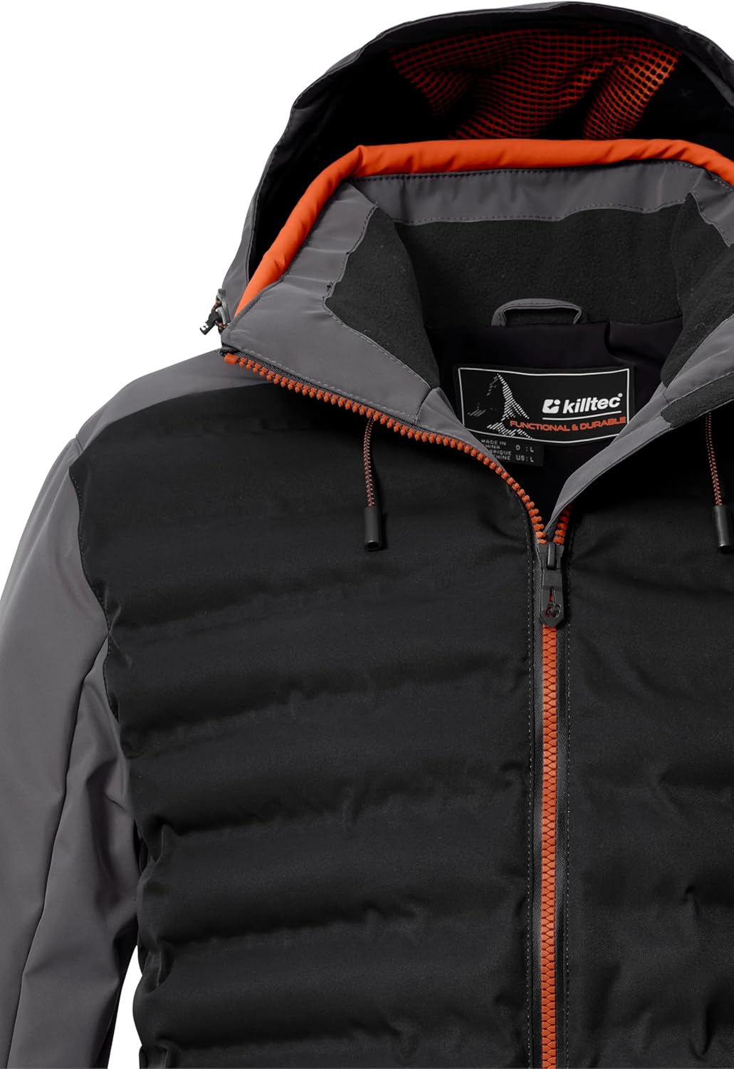 Killtec Herren Ksw 72 Mn Ski Jckt Hybridjacke/Steppjacke mit abzipbarer Kapuze und Schneefang S Schw