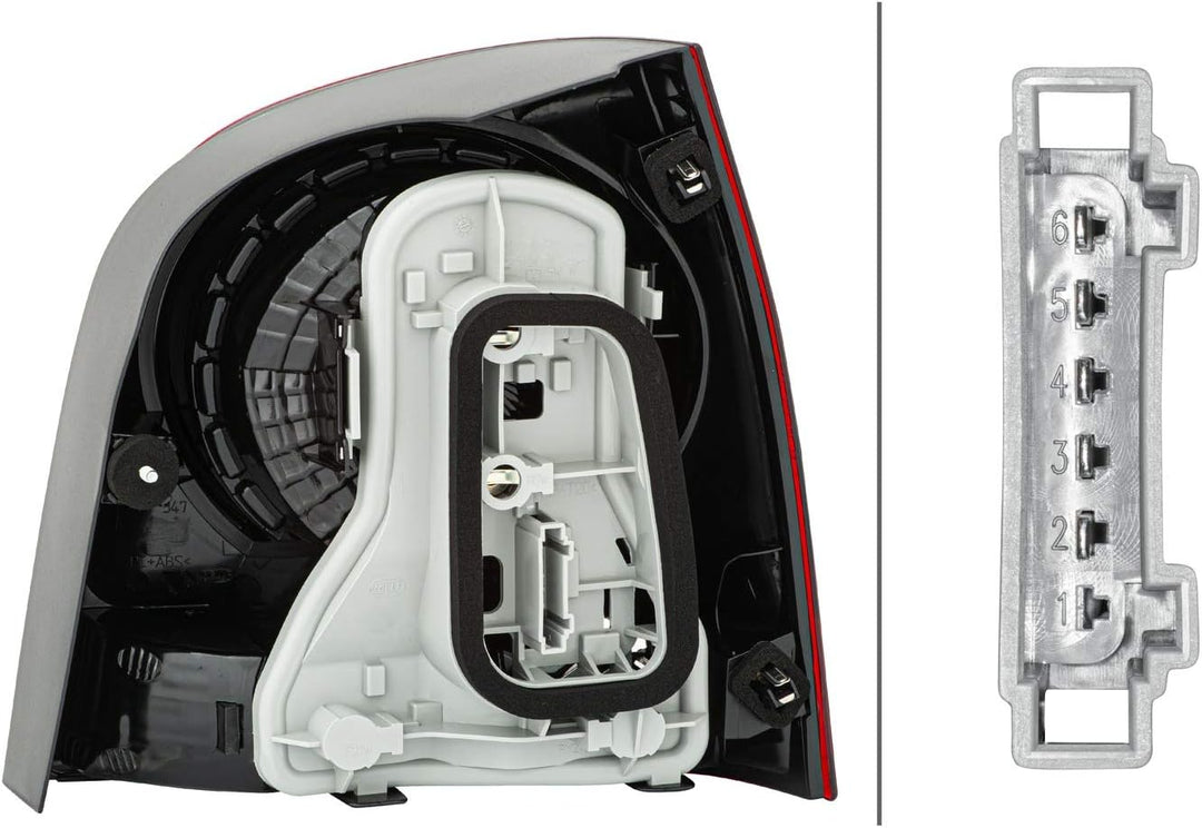 HELLA 2VA 965 303-071 Heckleuchte - Glühlampe - glasklar/rot - links - für u.a. VW Polo (9N_), Links