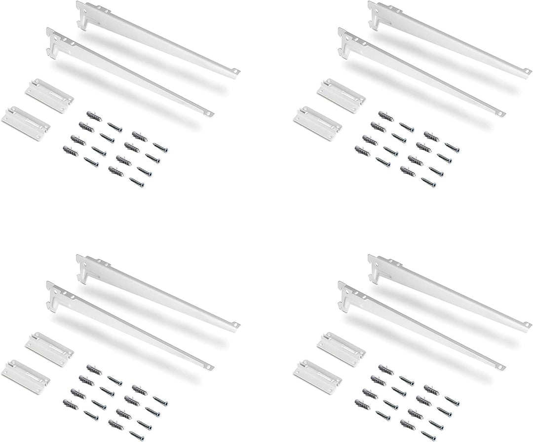 Emuca - Wandbefestigungsplatten und Jagmet-Regalträger, 230, Weiss, Stahl 230mm 4 Platten + Stützen,