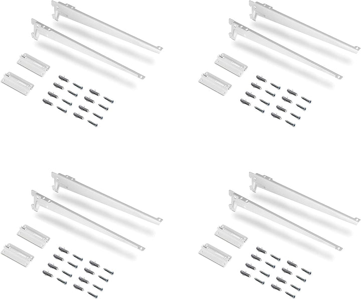 Emuca - Wandbefestigungsplatten und Jagmet-Regalträger, 230, Weiss, Stahl 230mm 4 Platten + Stützen,