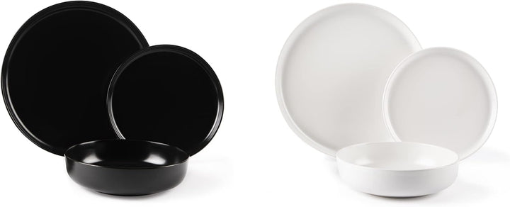 Excelsa "Nordic" Tafelservice, 12-teilig, Keramik, Weiss und Schwarz