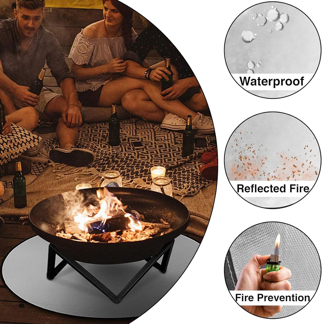 Qanye 24 Zoll Runde Feuerstelle Matte, Feuerstelle Matte, Grill Feuerfeste Unterlage, Feuerfeste Unt