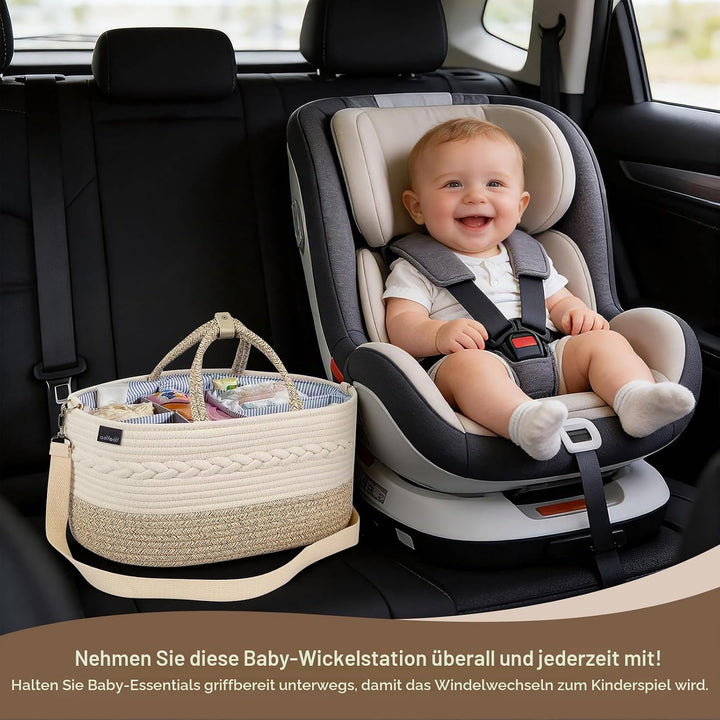 YeaYee Baby Windel Caddy Organizer，Multifunktionale Aufbewahrungsbox für Windeln， mit wechselbaren F