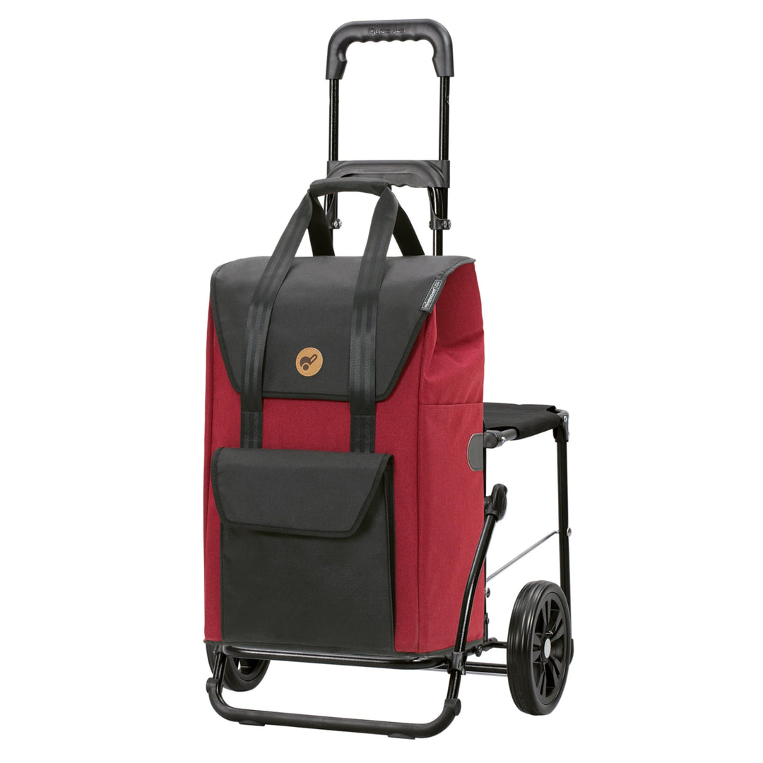 ANDERSEN Einkaufstrolley - Komfort Shopper Senta 2.0 rot | mit Sitz, klappbar, aus Stahl, bis 50 kg