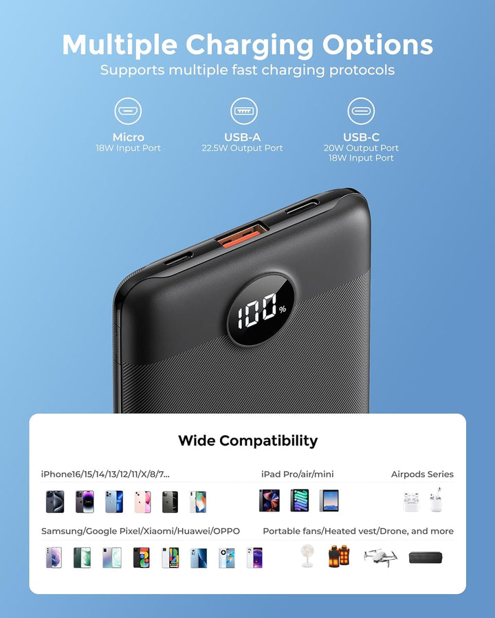 Powerbank 10000mAh VEEKTOMX Power Bank Klein Aber Stark 22.5W Mini Power Bank PD3.0 QC3.0 USB C Exte